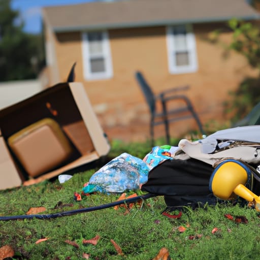 AI image of a person's belongings in the lawn after an eviction.