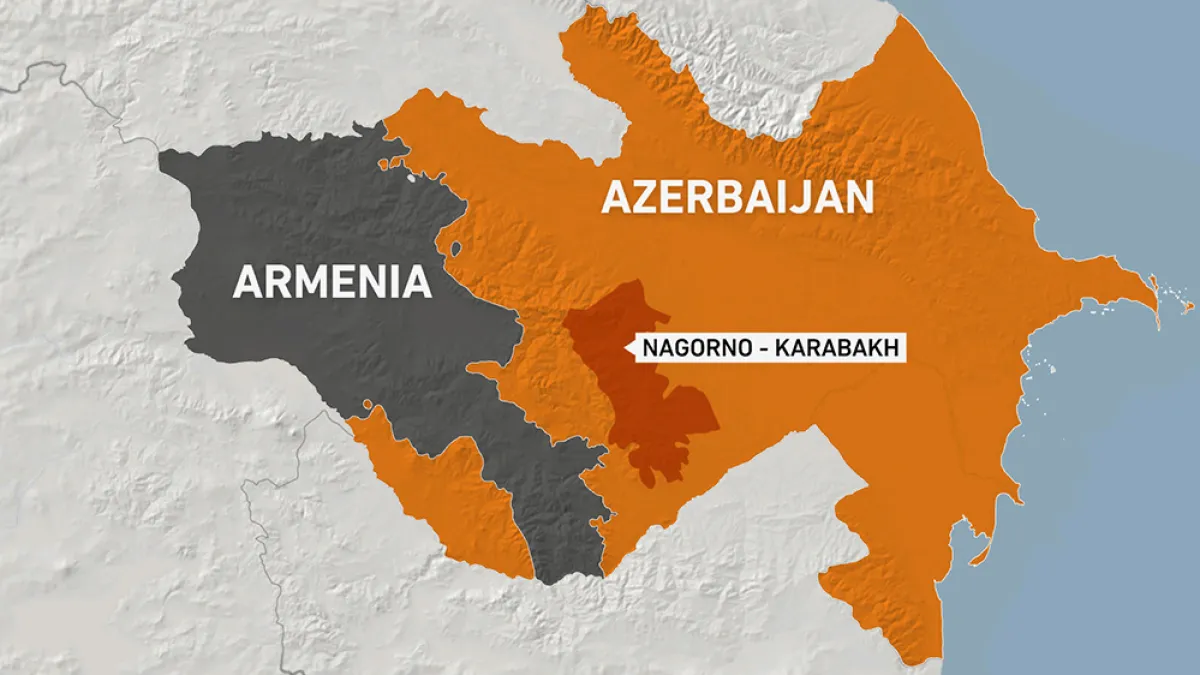 Map of Armenia and Azerbaijan and the disputed territory