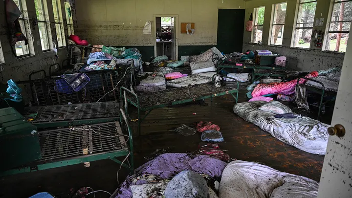 Image of the inside of a cabin destroyed by flooding