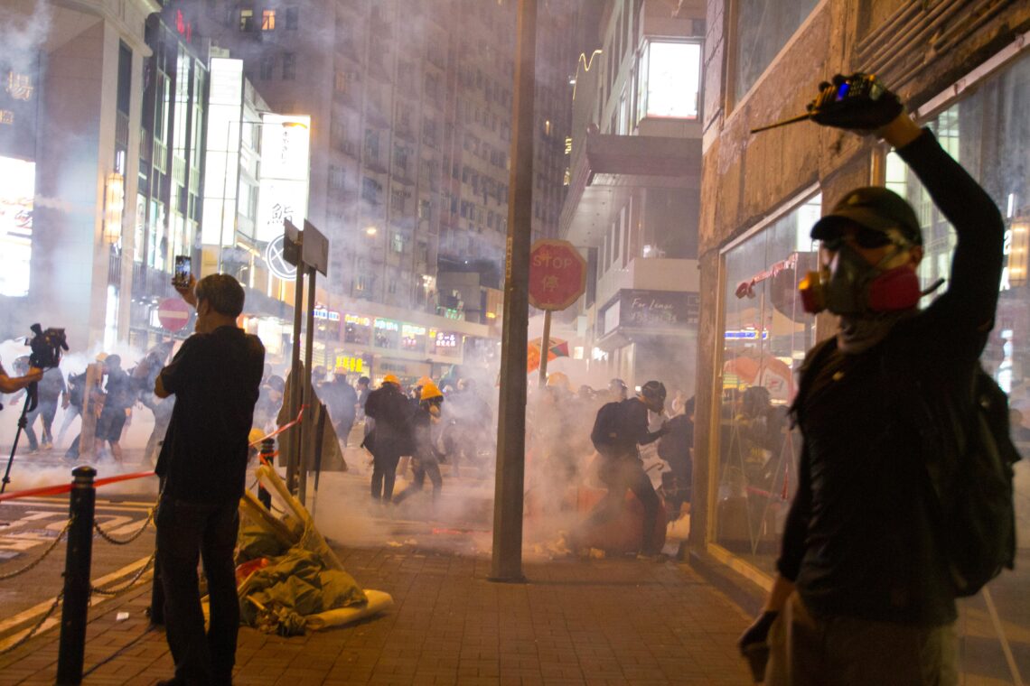 Scene of a protest in Hong Kong