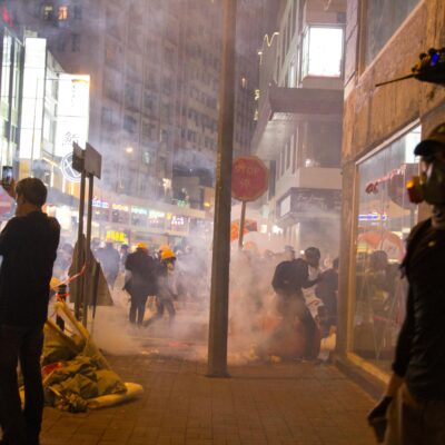 Scene of a protest in Hong Kong