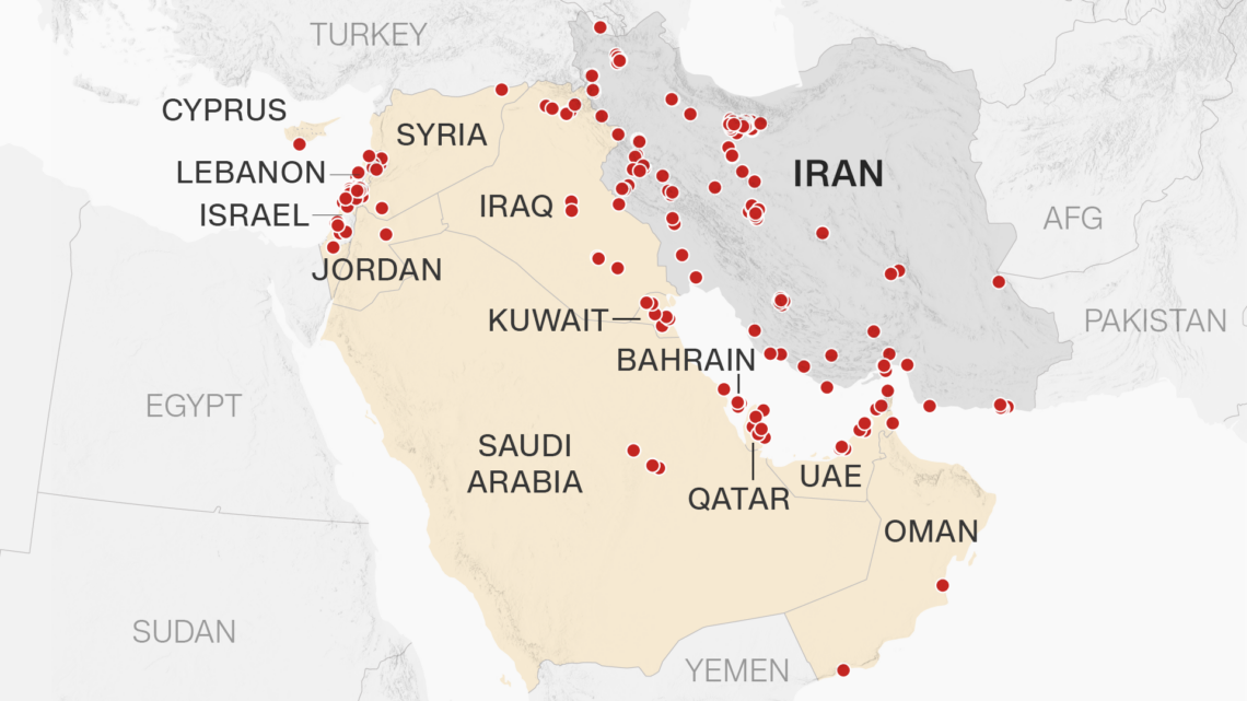 Map for Iran War