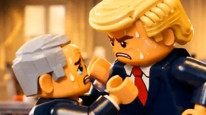 An AI generated Lego video of Trump and Netanyahu reportedly produced by Iran